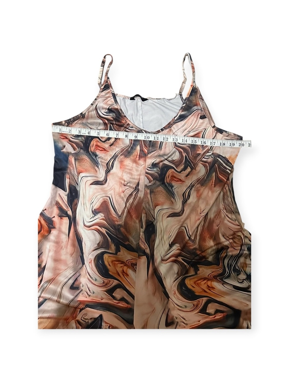 chic Marble Swirl Wide-Leg Jumpsuit in Peach, Black & Cream - Picture 3 of 13